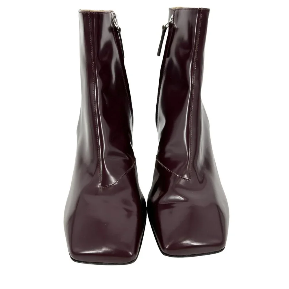 NWOB Maison Margiela Four Stitch Burgundy Patent Leather Boots